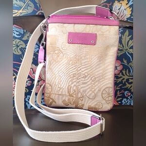 Coach crossbody with horse carriage logo, plum leather